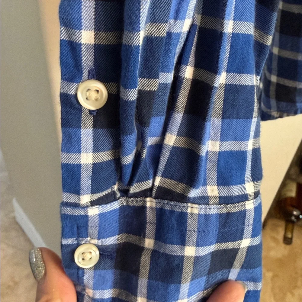 Ralph Lauren Boys Blue and White Checkered Button down shirt L 14-16